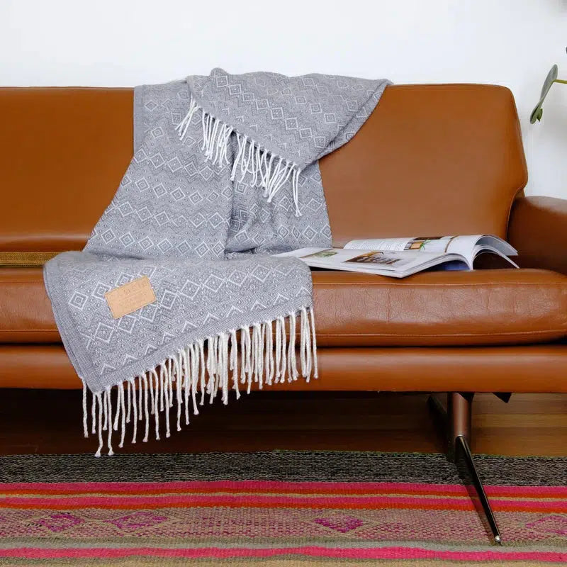 Grey & White Throw Blanket-CAMBIE-Crying Out Loud
